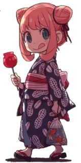 😋 Anya Forger Spy x Family Anime, Manga, Personaje, Japonés, Lindo, Chica, Yukata whatsapp sticker