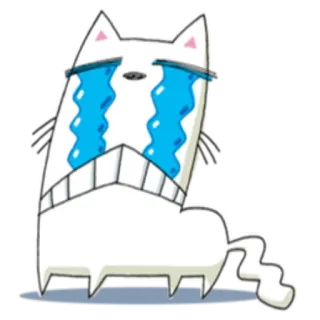 😭 kot, płacz, smutny, łza, biały, kreskówka, zwierzę whatsapp sticker