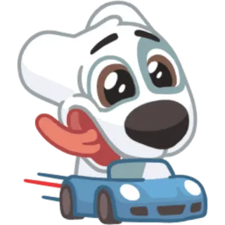🤪 dog, cartoon, car, animal, driving telegram sticker
