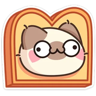 🍞 chat, pain, toast, mignon, animal, dessin animé telegram sticker