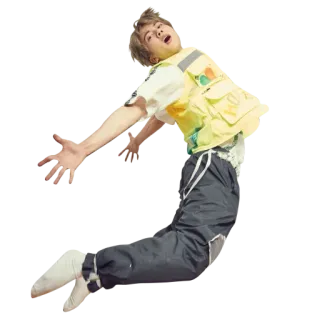 🕺 person, springen, gelbe Weste, posieren, glücklich, aktiv telegram sticker