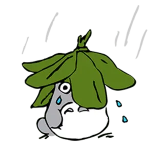 ☔ Totoro anime, La città incantata, pioggia, foglie telegram sticker