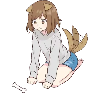 😗 anime, anjing, tulang, gadis telegram sticker