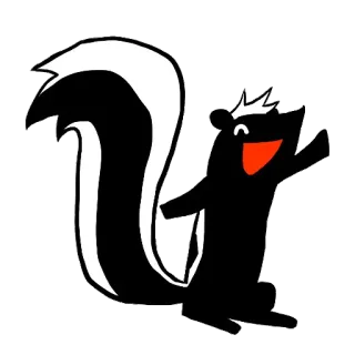😄 Gambá, Animal, Desenho animado, Fofo, Preto e branco, Mamífero telegram sticker