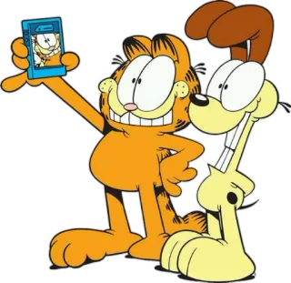 📱 Garfield gato, cachorro, desenho animado, amizade, animais, humor telegram sticker