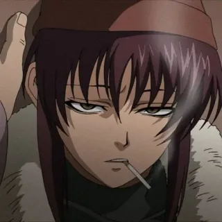 😒 Revy Black Lagoon Anime, Rauchen, Mädchen, Waffe, Cool whatsapp sticker
