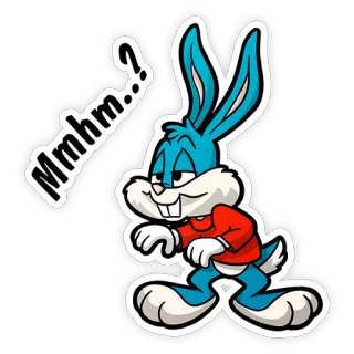 🥴 Mhm..? lapin, dessin animé, mignon, animal, mhm telegram sticker