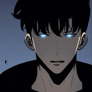 🗝 Sung Jinwoo Solo Leveling アニメ, マンガ, 俺だけレベルアップな件, 水篠旬, キャラクター, 光る目 whatsapp sticker