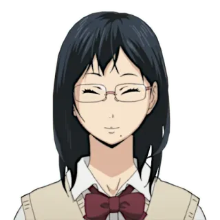 😊 Аниме, Девушка, Очки, Персонаж, Улыбается, Школьная форма telegram sticker