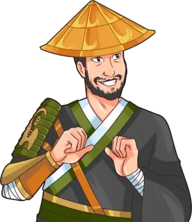 🙌 азиатский, самурай, боец, мультфильм, персонаж telegram sticker
