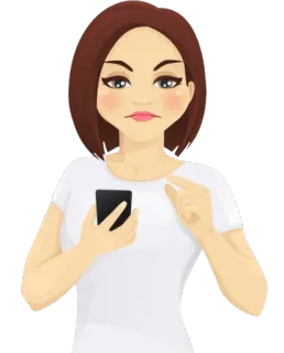 😠 Frau, Smartphone, Person, Cartoon, Illustration whatsapp sticker
