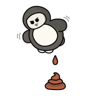 💩 pinguino, cartone animato, arrabbiato, animale, cacca whatsapp sticker