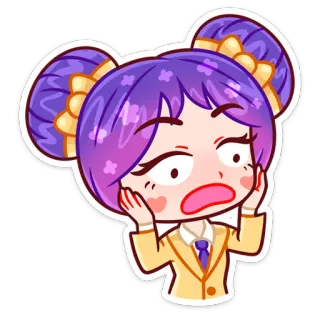 😳 Dibujo animado, Chica, Impactada, Anime, Expresión, Emoción whatsapp sticker