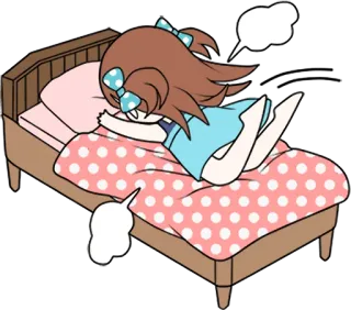 🙃 spać, łóżko, kreskówka, dziewczyna, śpiący, sen telegram sticker
