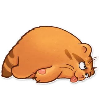😞 cat, orange, cute, lazy, animal, cartoon whatsapp sticker