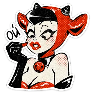 😳 oui wanita, lipstik, makeup, kartun, glamor telegram sticker