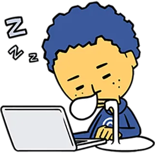 😴 ZZZ sleep, tired, laptop, zzz, cartoon, boy, studying telegram sticker