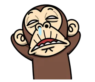 😑 원숭이, 만화, 슬픈, 울음, 감정, 밈 telegram sticker