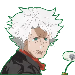 🤧 Anime, Capelli bianchi, Arrabbiato, Piangere, Cartone animato, Personaggio, Illustrazione telegram sticker