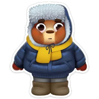 🥶 медведь, зимняя одежда, мультяшный медведь, зимний наряд, милый зверь, мультфильм, персонаж whatsapp sticker