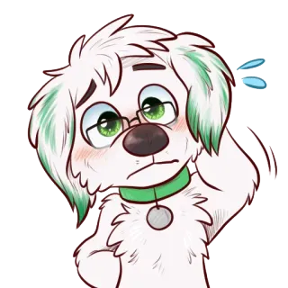 😳 cão, peludo, antro, desenho animado, confuso, fofo, personagem de cachorro telegram sticker