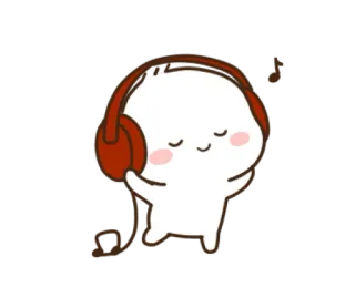 🎧 Musique, Casque, Écoute, Dessin animé, Personnage, Mignon telegram sticker