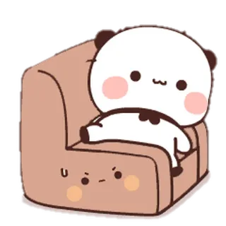 🐍 Panda, süß, kawaii, Couch, sitzen, Cartoon whatsapp sticker