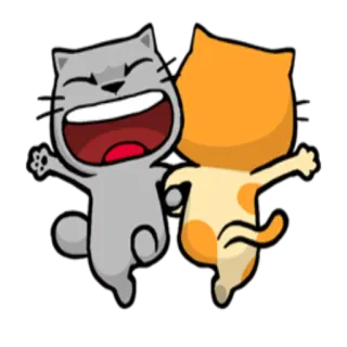 👫 cat, cartoon, animal, friendship, happy, joyful, illustration telegram sticker