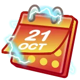 π 21
OCT kalender, oktober, datum, schema, herinnering, bliksem telegram sticker
