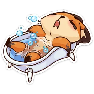 🛀 fox, animal, bath, cute, bubbles, cartoon, relaxing whatsapp sticker