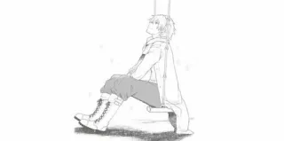 😊 anime, boy, swing, monochrome, manga, sad telegram sticker
