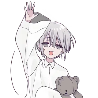 👋 anime, manga, boy, cute, cartoon, teddy bear telegram sticker
