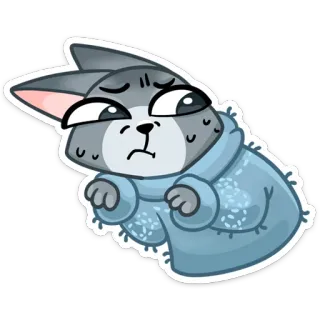 😕 кот, милый, наклейка, животное, свитер, мультфильм telegram sticker