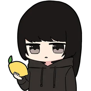😔 anime, lemon, cute, cartoon, girl telegram sticker