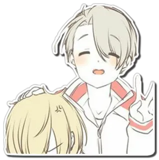 😊 Anime, Personajes, Signo de la paz, Amistad telegram sticker