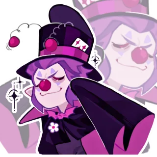 🦇 palhaço, desenho animado, roxo, chapéu, maquiagem telegram sticker