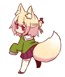 ❤️ Аниме, Девушка-лиса, Кэмономими, Чиби, Мультфильм, Милый telegram sticker