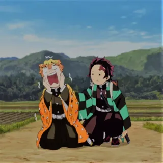 🥔 Zenitsu Agatsuma Demon Slayer Anime, Demon Slayer, Tanjiro, Zenitsu, Cartoon, Lustig, Animation whatsapp sticker