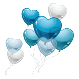 🎈 воздушные шары, шары-сердечки, синий, белый, праздник, вечеринка telegram sticker