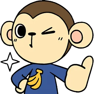 👍 monkey, cartoon, animal, thumbs up, banana telegram sticker