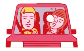 😓 auto, guidare, annoiato, esaurimento, cartone animato, passeggero whatsapp sticker