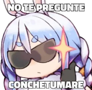 😒 NO TE PREGUNTE
CONCHETUMARE Anime, Hase, Sonnenbrille, Zeigen, Beleidigen telegram sticker