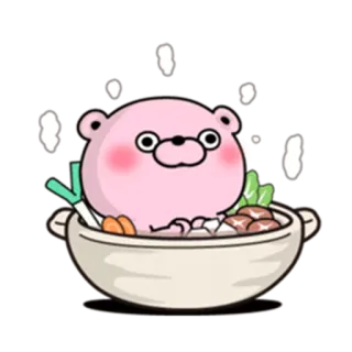🍲 bear, soup, cooking, cute, food, cartoon telegram sticker