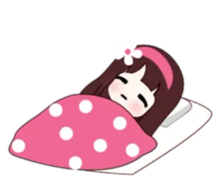 😴 睡觉, 睡眠, 女孩, 毯子, 枕头, 可爱 whatsapp sticker