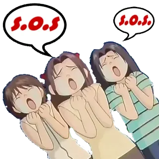 🆘 S.O.S anime, cartoon, girls, distress, help, cry telegram sticker
