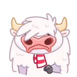 😡 animal, yak, lindo, dibujos animados, invierno, bufanda whatsapp sticker