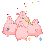 🥳 bunny, cute, kawaii, cartoon, pink, group telegram sticker