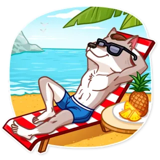 🏝 chien, plage, lunettes de soleil, ananas, été, vacances telegram sticker
