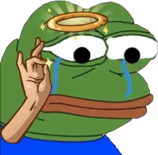 😭 Pepe the Frog mem, pepe, żaba, emotikon, kultura internetu, smutny, płaczący, anioł, halo telegram sticker