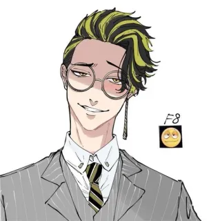 🌟 Anime, Kacamata, Setelan, Karakter, Fanart telegram sticker